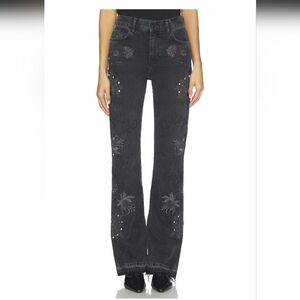 Free People - Irie Embellished Wide Leg Pants ‘Phantom’ Black NWT Size 28